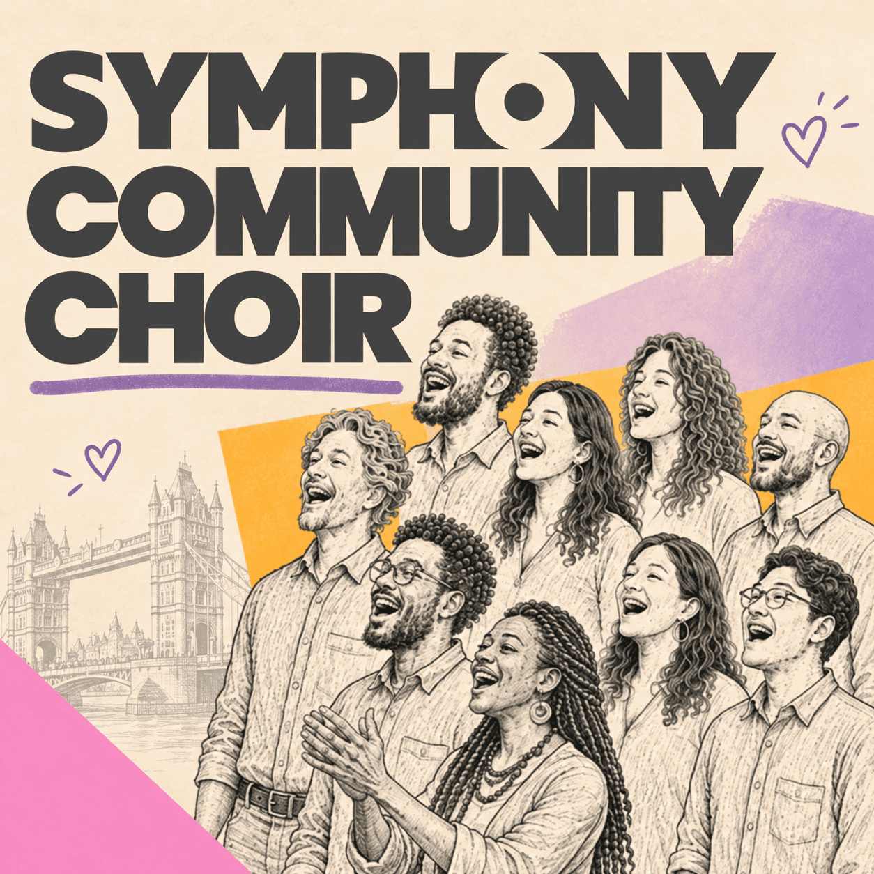 Symphony Community Choir with illustrated singers